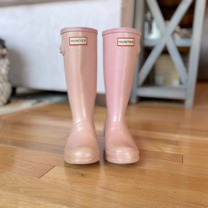 Girls Hunter Original boots size 2 (eu 32) light pink sparkle